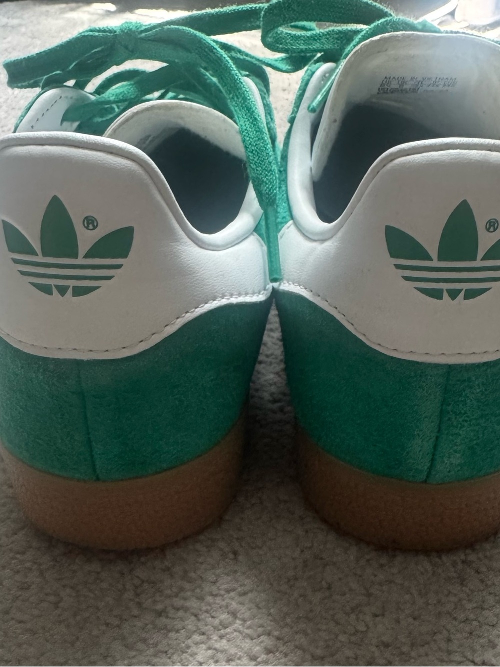 adidas Green Suede Gazelle Sneakers with White Stripes - Picture 6 of 6